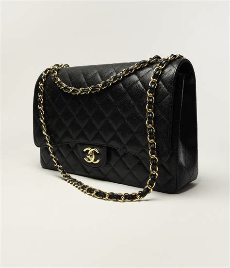 grand sac chanel noir|Grand sac classique, Veau grainé & métal doré, noir — Mode.